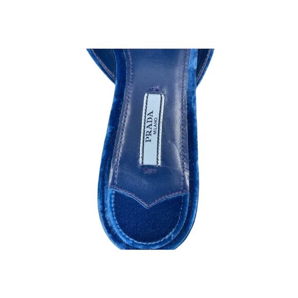 Prada Velvet Mules in Blue with Black satin bow - Size 39 - Picture 5 of 7